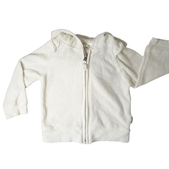 Burt's Bees Organic‎ Cotton Velour Hooded Zip Sweater Cream Baby Size 18 months - Picture 1 of 5